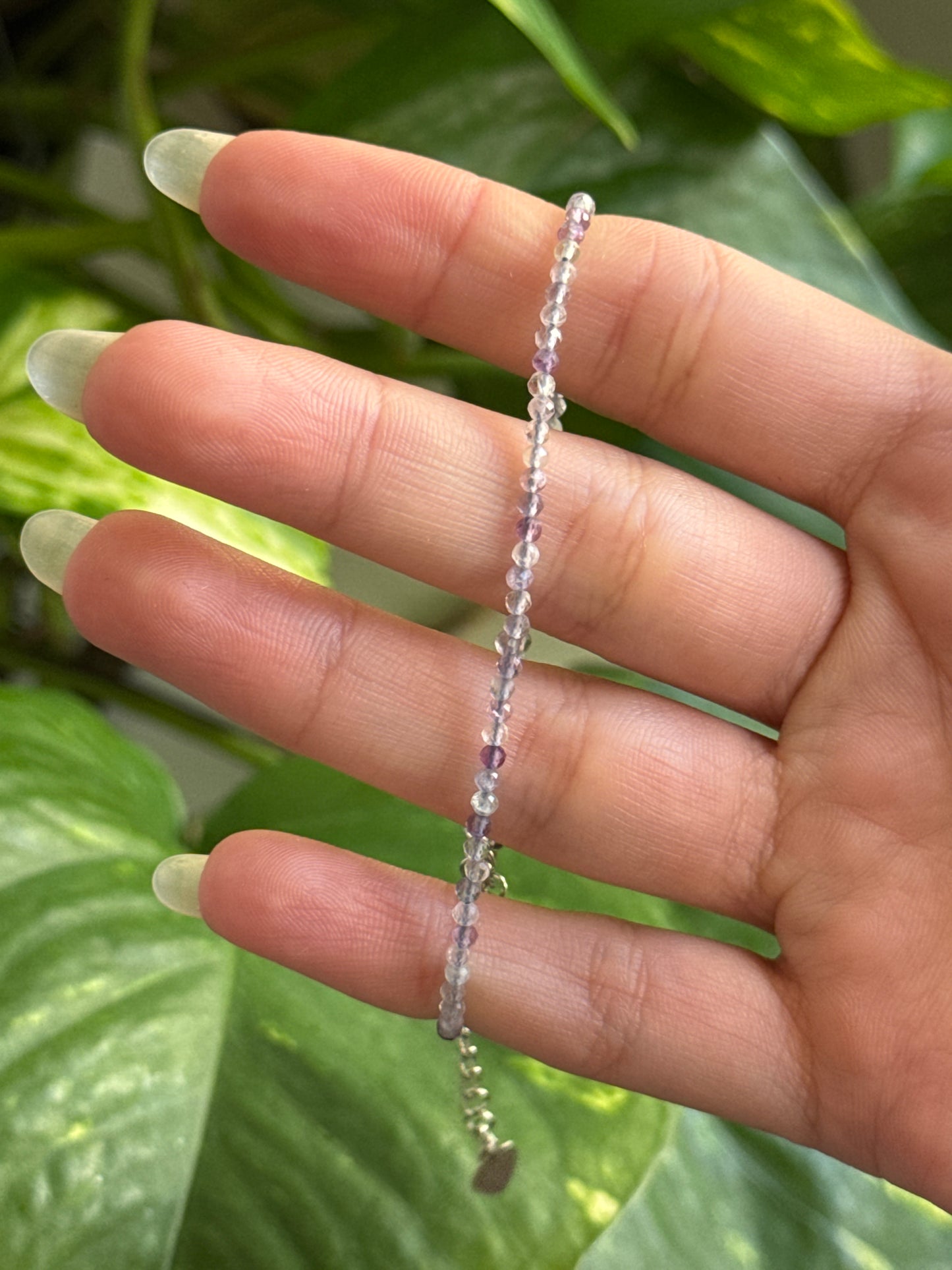 Fluorite Adjustable Dainty Faceted Bracelet