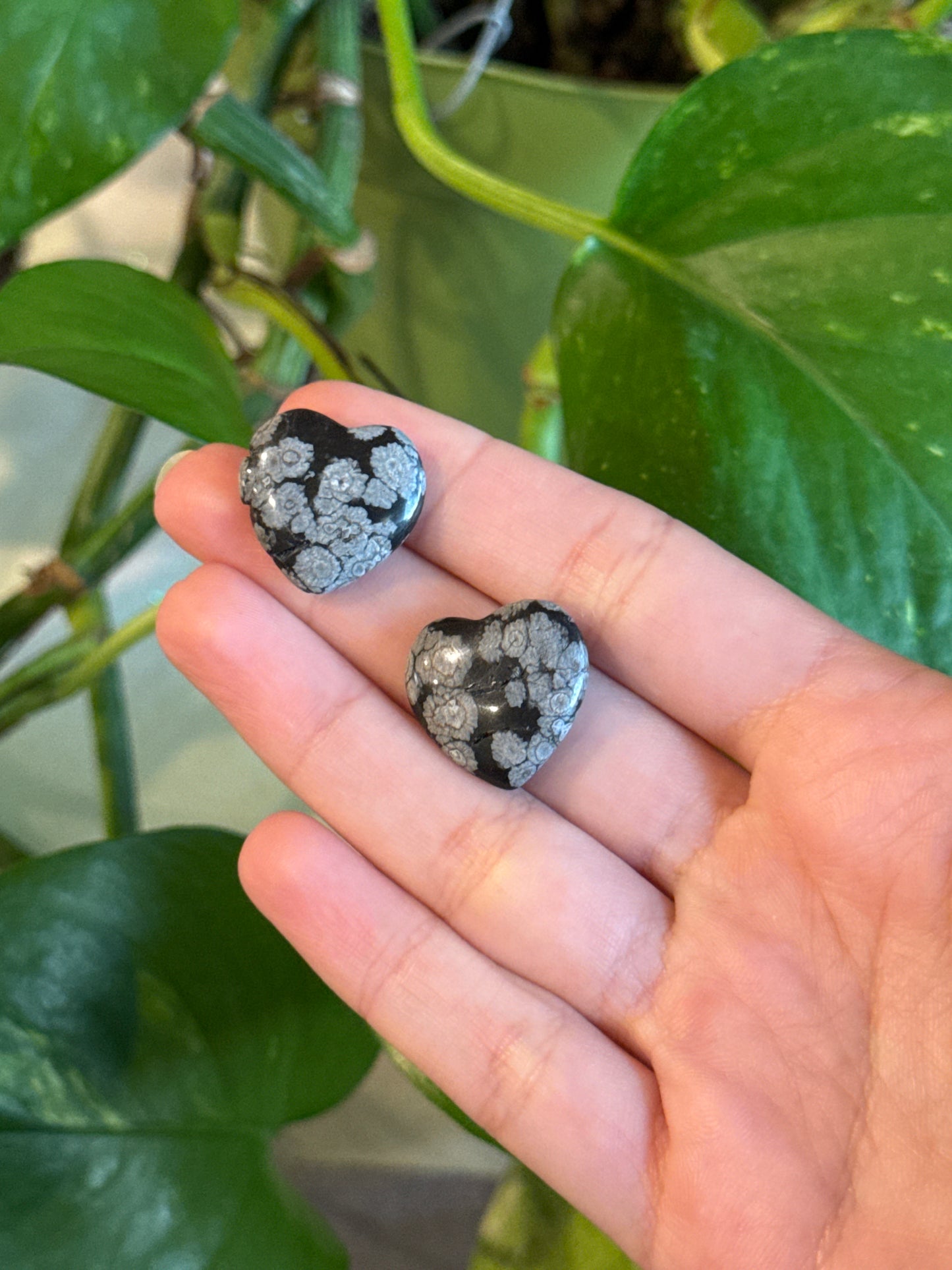Snowflake Obsidian Heart Mini Carving