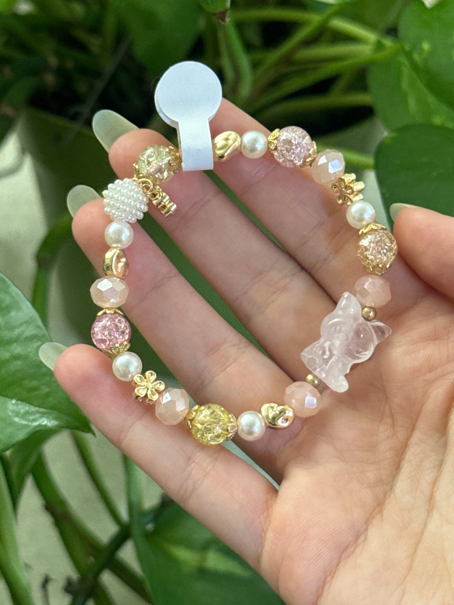 Rose Quartz and Pearl Kuromi Bracelet