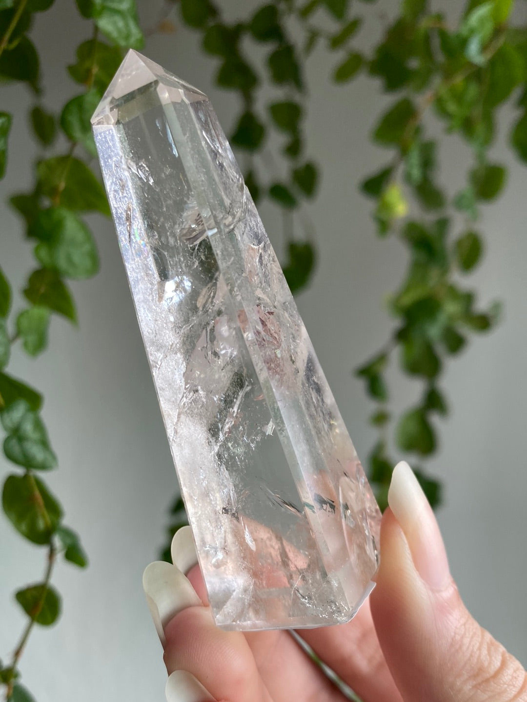 Clear Quartz Obelisk With Rainbows H