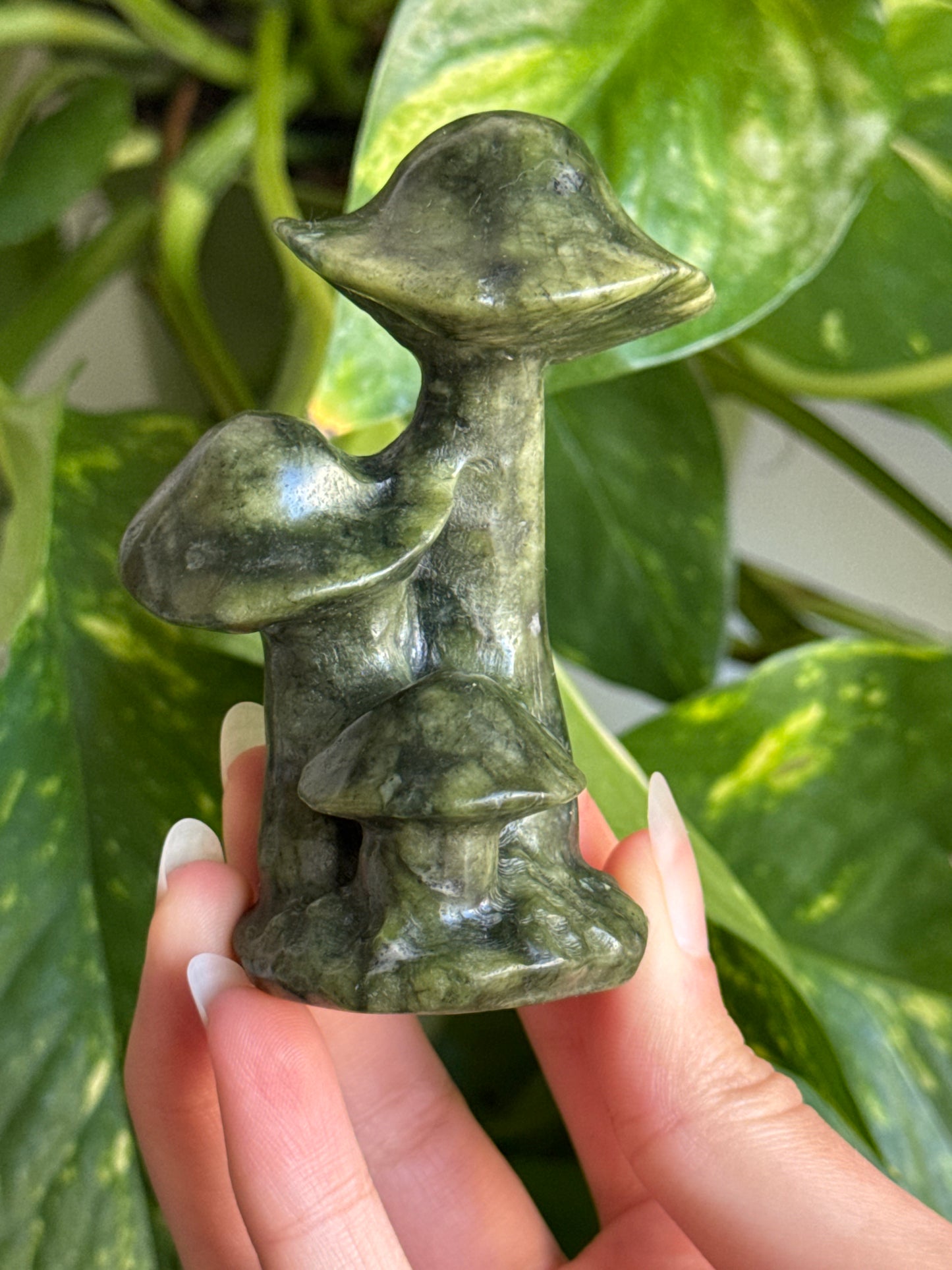 Green Jasper Triple Mushroom