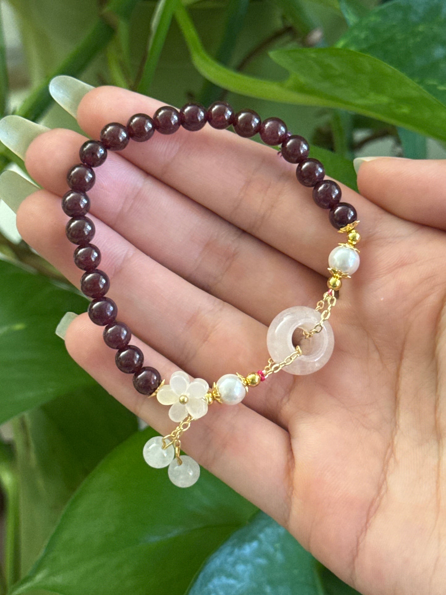 Garnet & Rose Quartz Bracelet