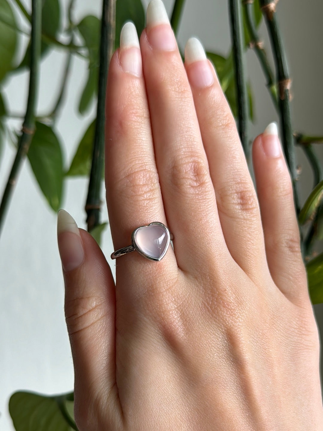 Gemmy Rose Quartz Heart Adjustable Ring
