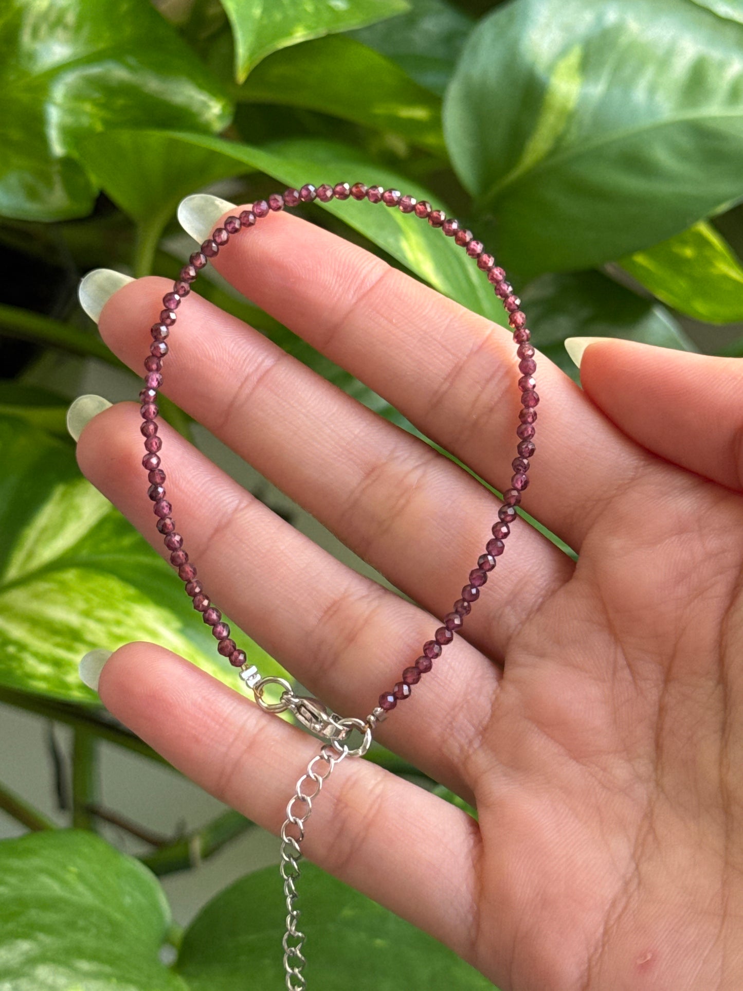 Garnet Adjustable Dainty Faceted Bracelet