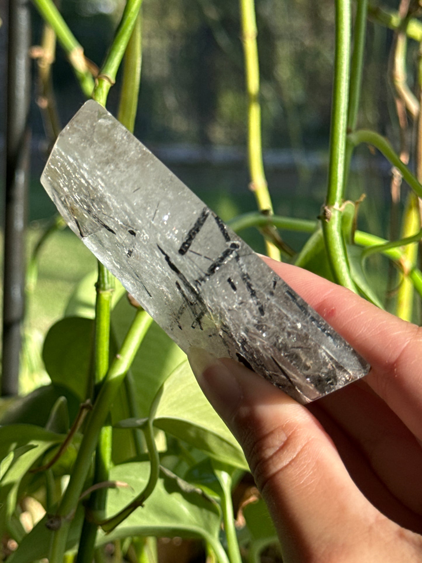 Black Tourmaline in Quartz Slab