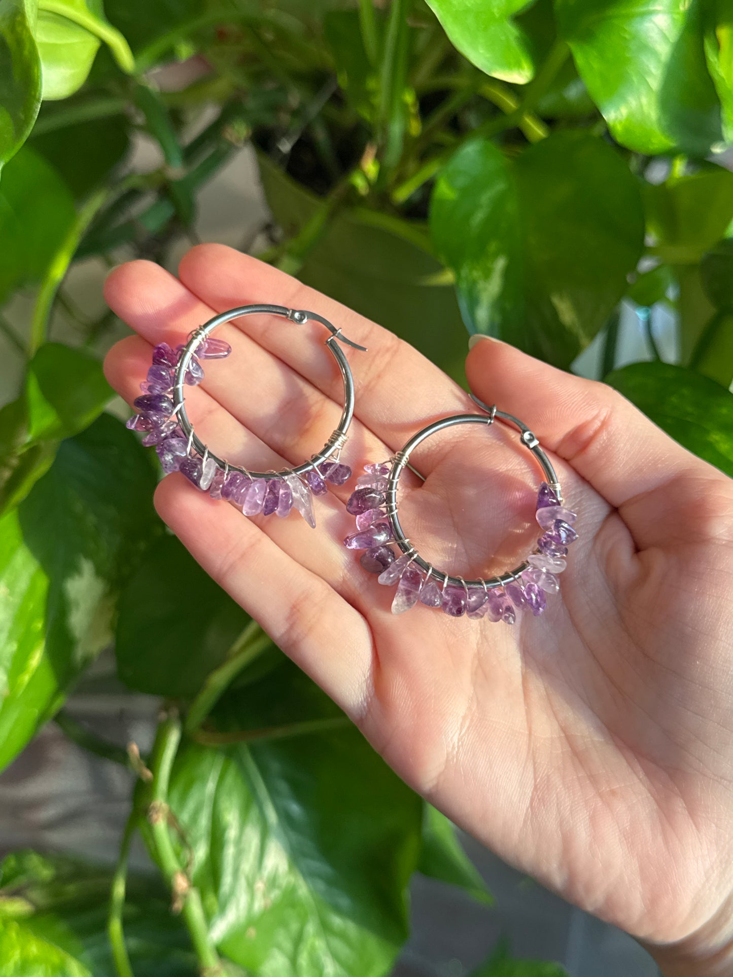 Amethyst Hoop Earrings