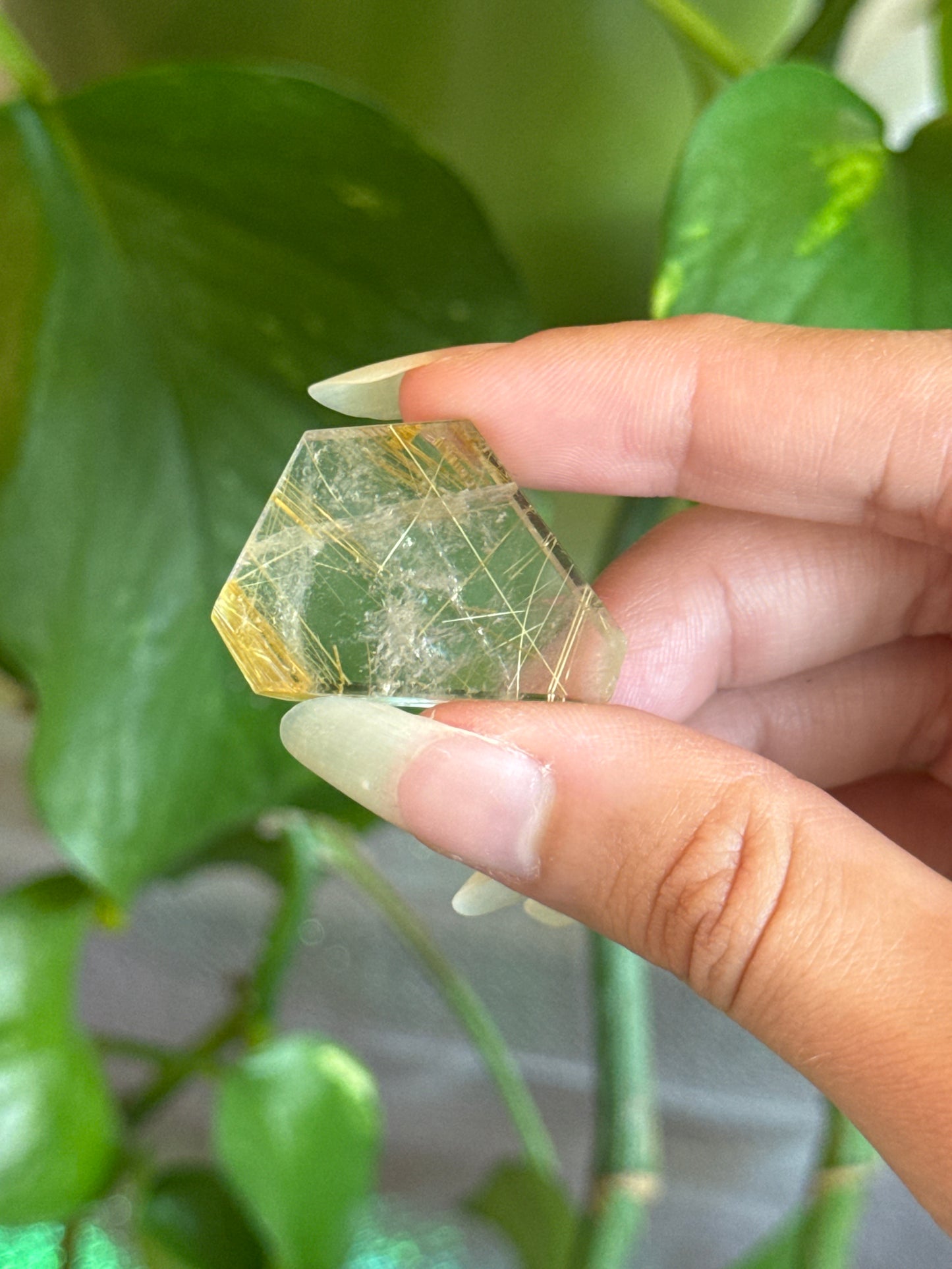 Gorgeous Golden Rutile Included Clear Quartz Mini Slab