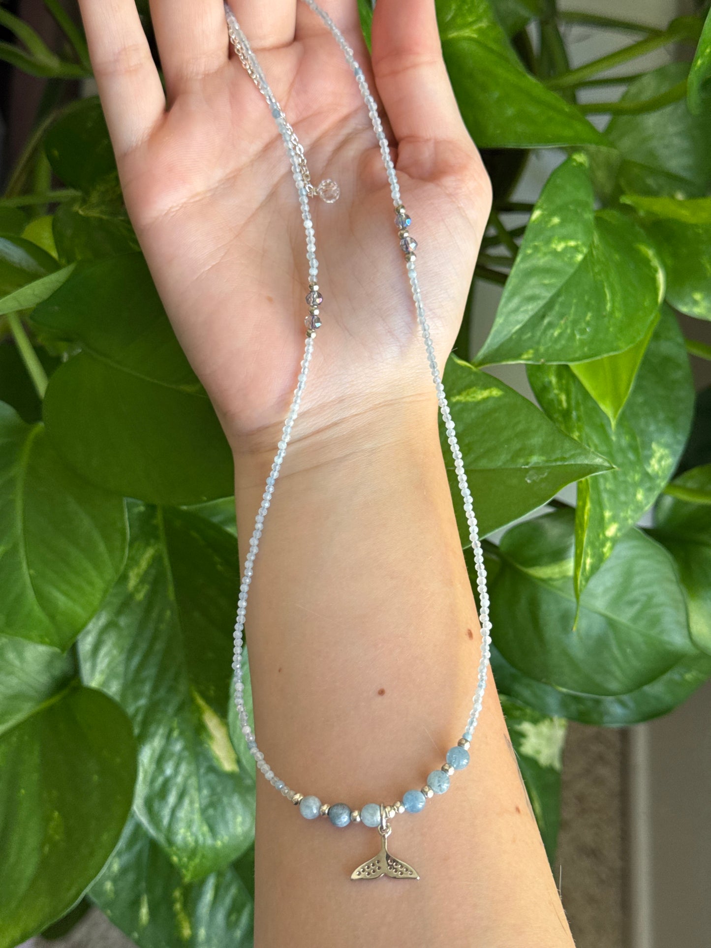Clear Quartz & Aquamarine Beaded Necklace