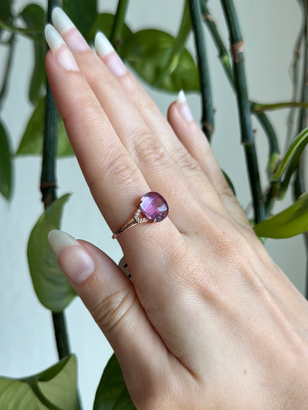 Amethyst Rose Gold Adjustable Ring