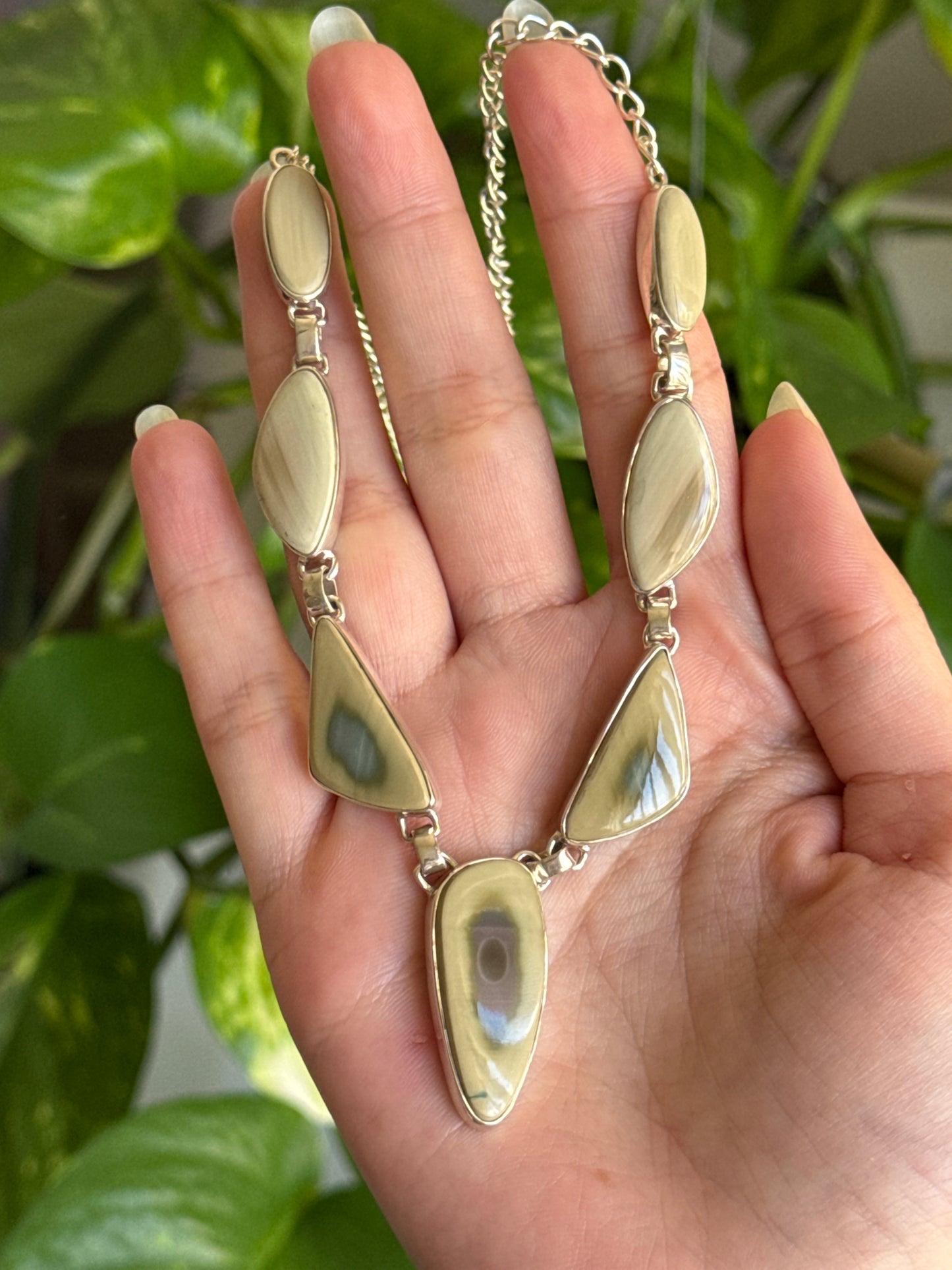 Imperial Jasper Statement 925 Sterling Silver Necklace