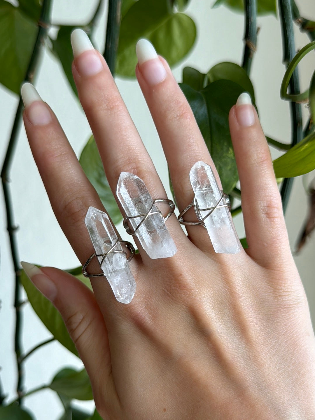 Raw Quartz Point Wire Wrapped Adjustable Ring