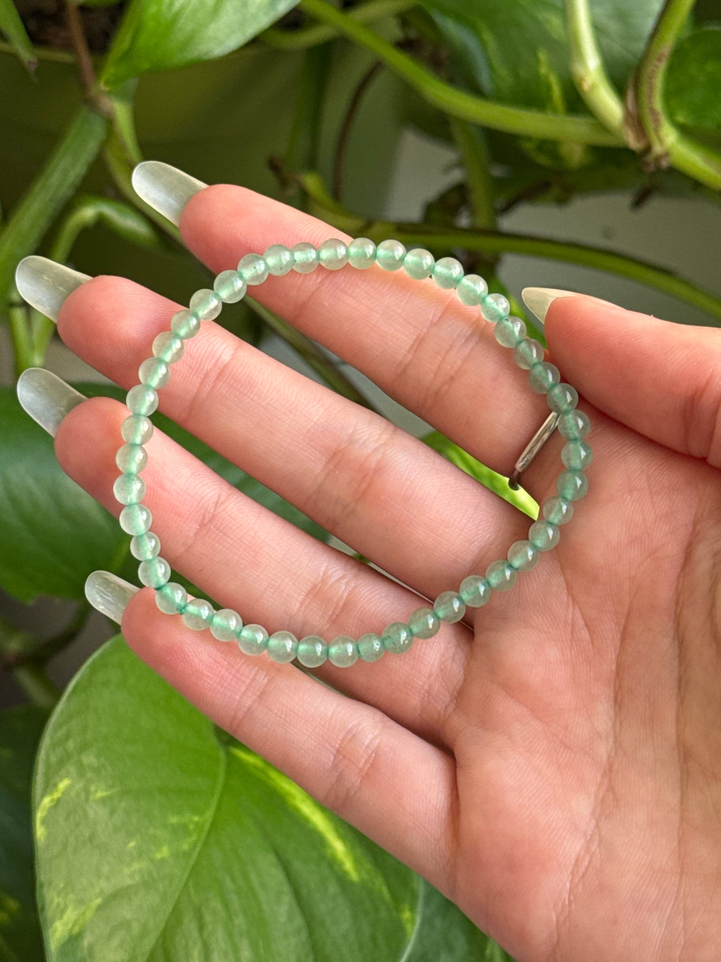 Green Strawberry Quartz Dainty Bracelet