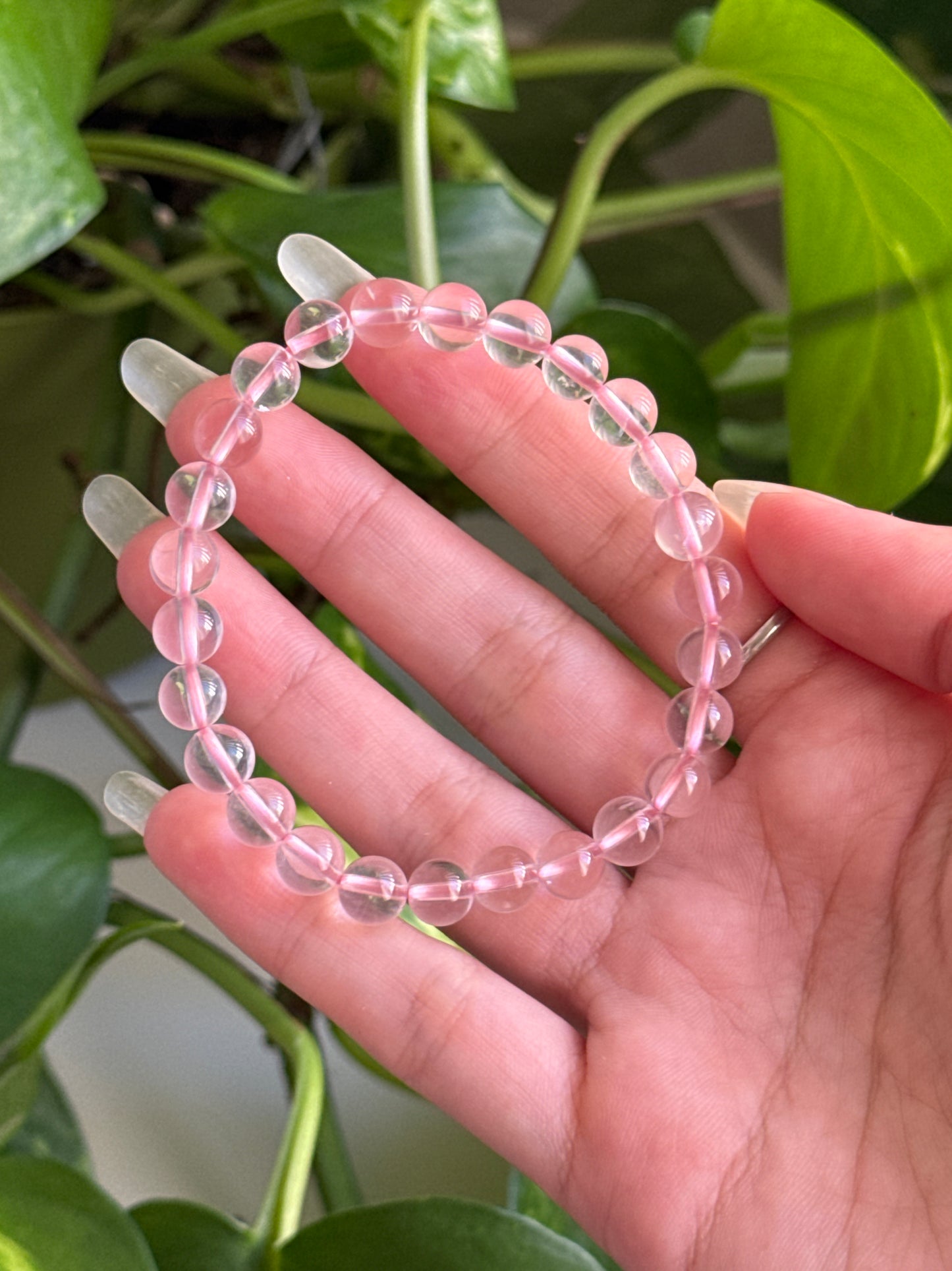 Ice Clear Rose Quartz Bracelet