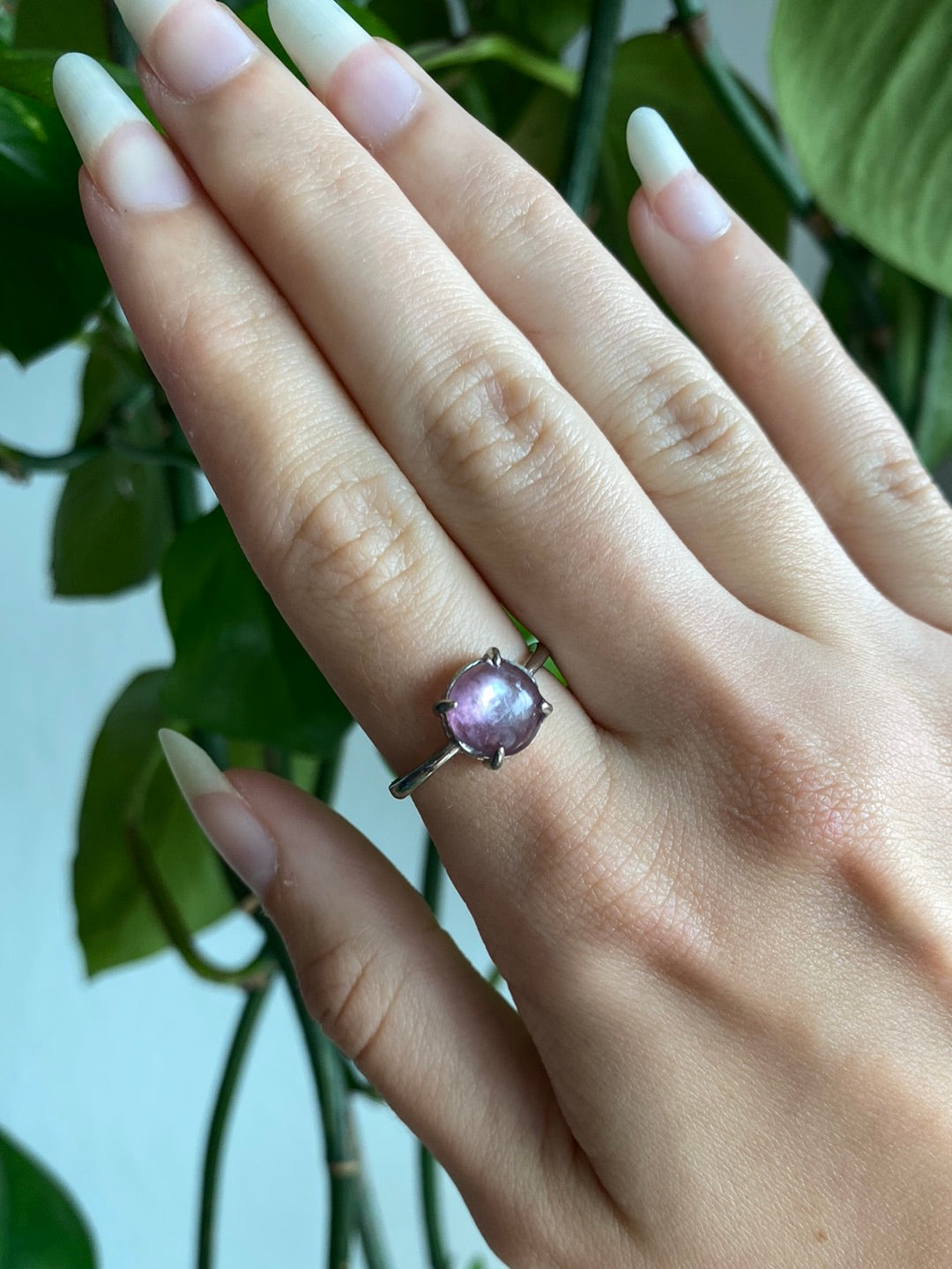 Gem Lepidolite Adjustable Ring