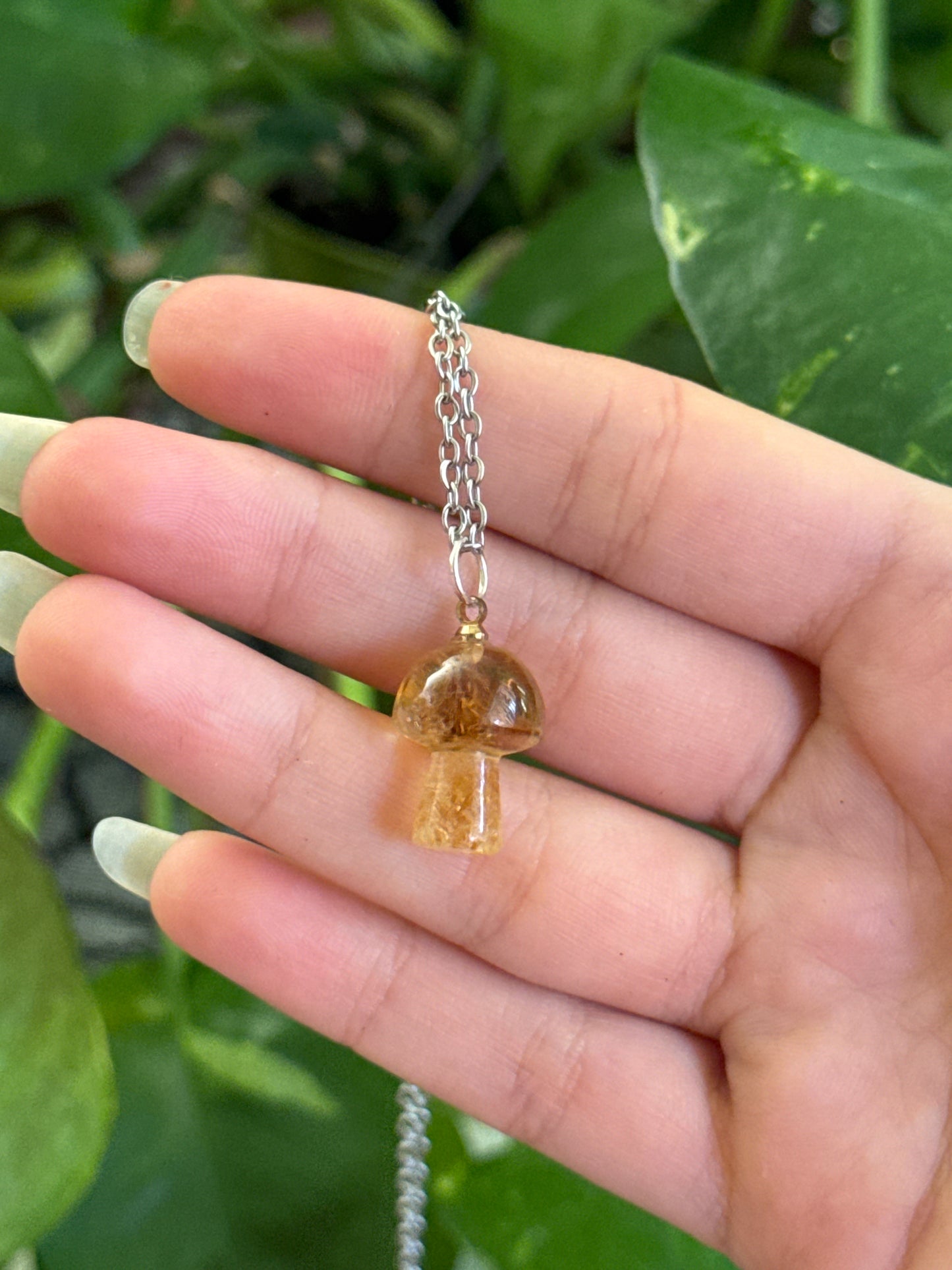 Golden Amethyst (heated) Mushroom Necklace