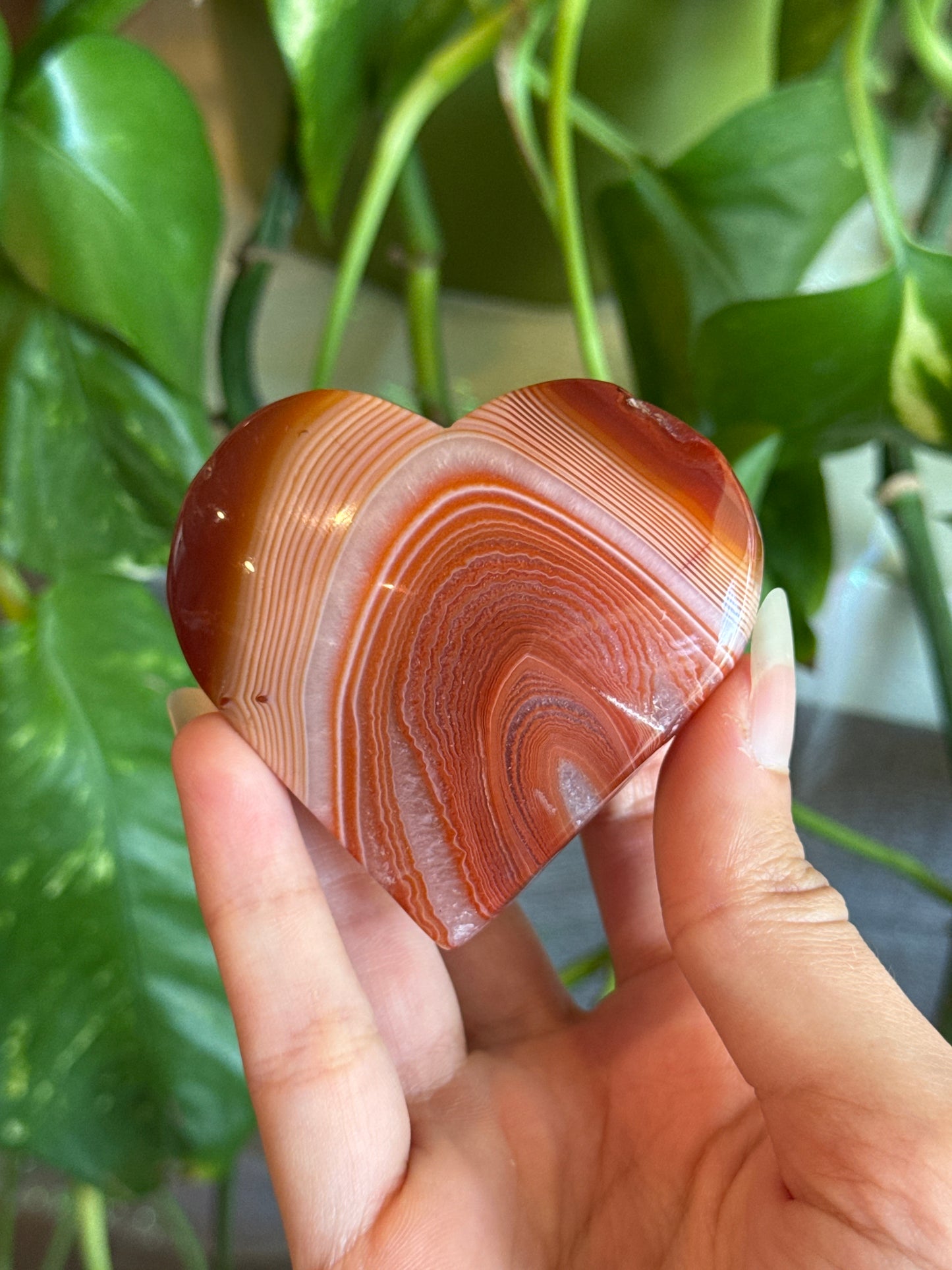 Unique Banded Carnelian Heart B