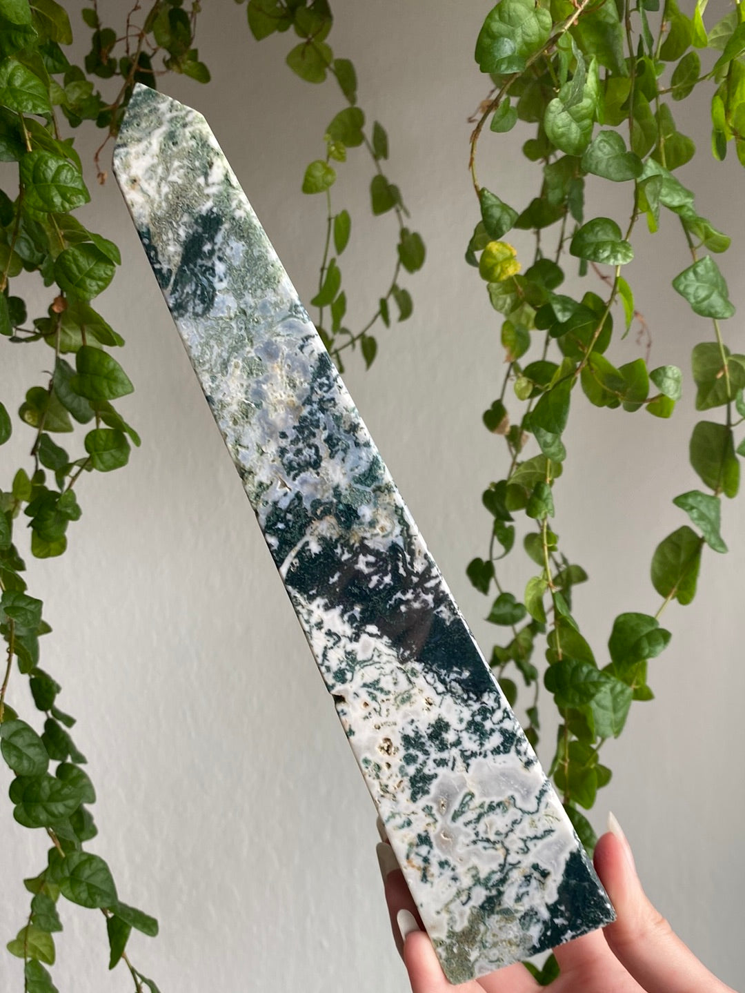 XXL Moss Agate Obelisk (10.5” & 1.8lbs)