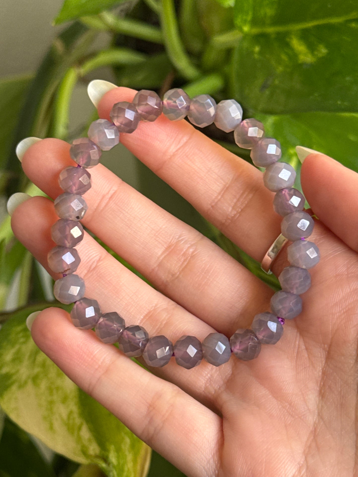 Moody Lavender Chalcedony Faceted Bracelet