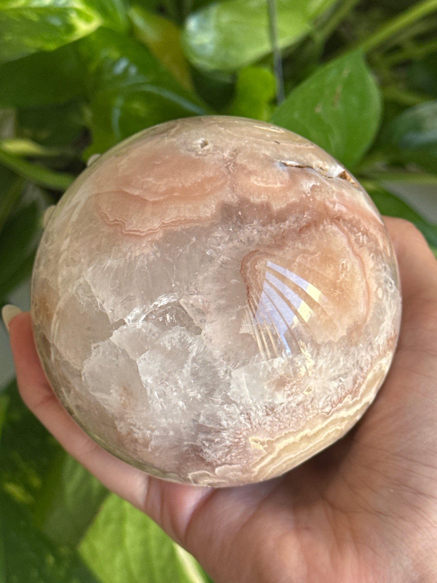 Pink Amethyst & Flower Agate Sphere 85mm