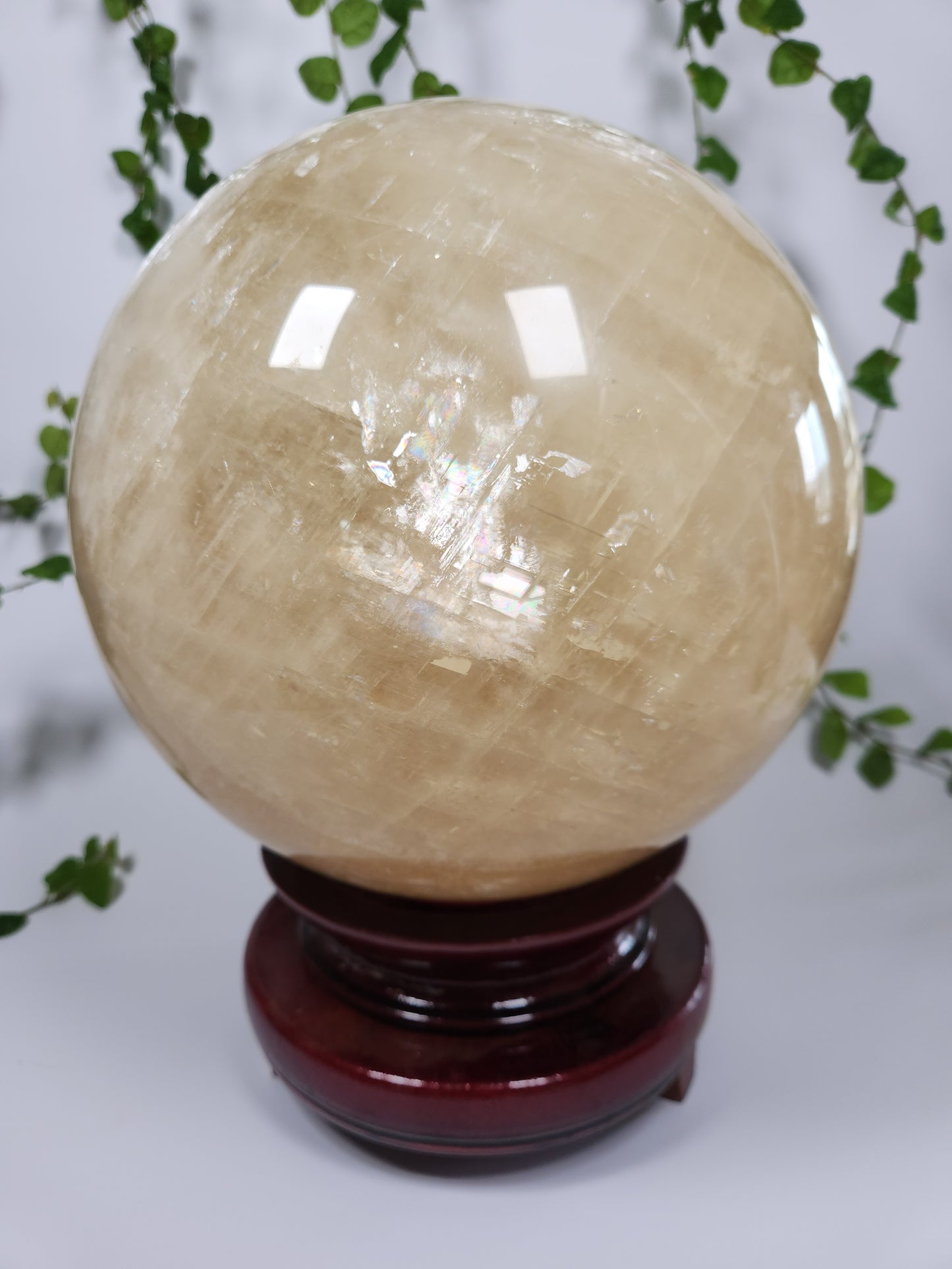 XXL Honey Calcite Sphere With Rainbows (34lbs)