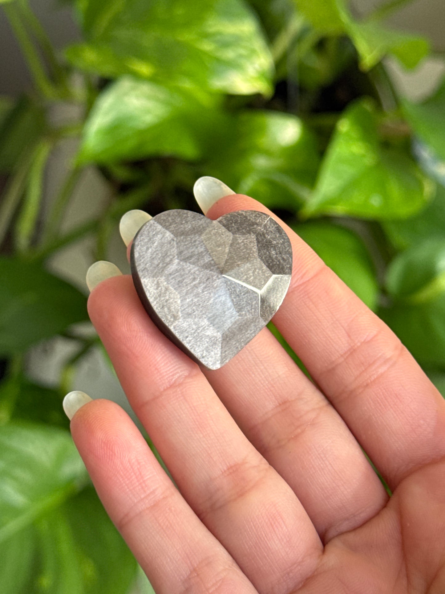 Silver Sheen Obsidian Faceted Heart