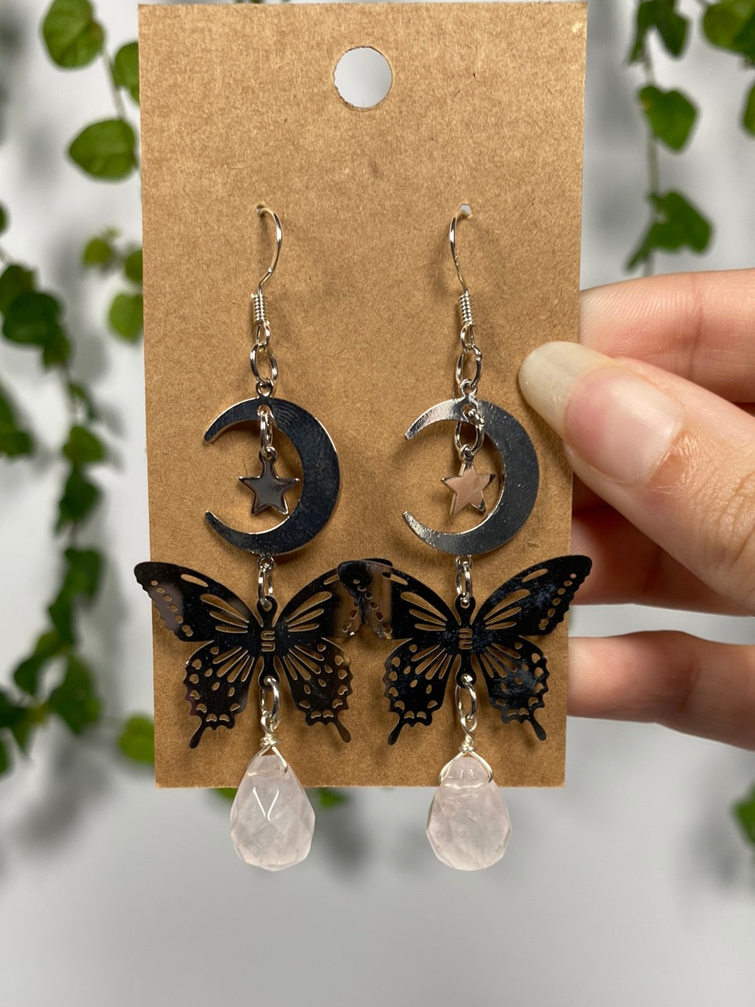Rose Quartz Butterfly Earrings