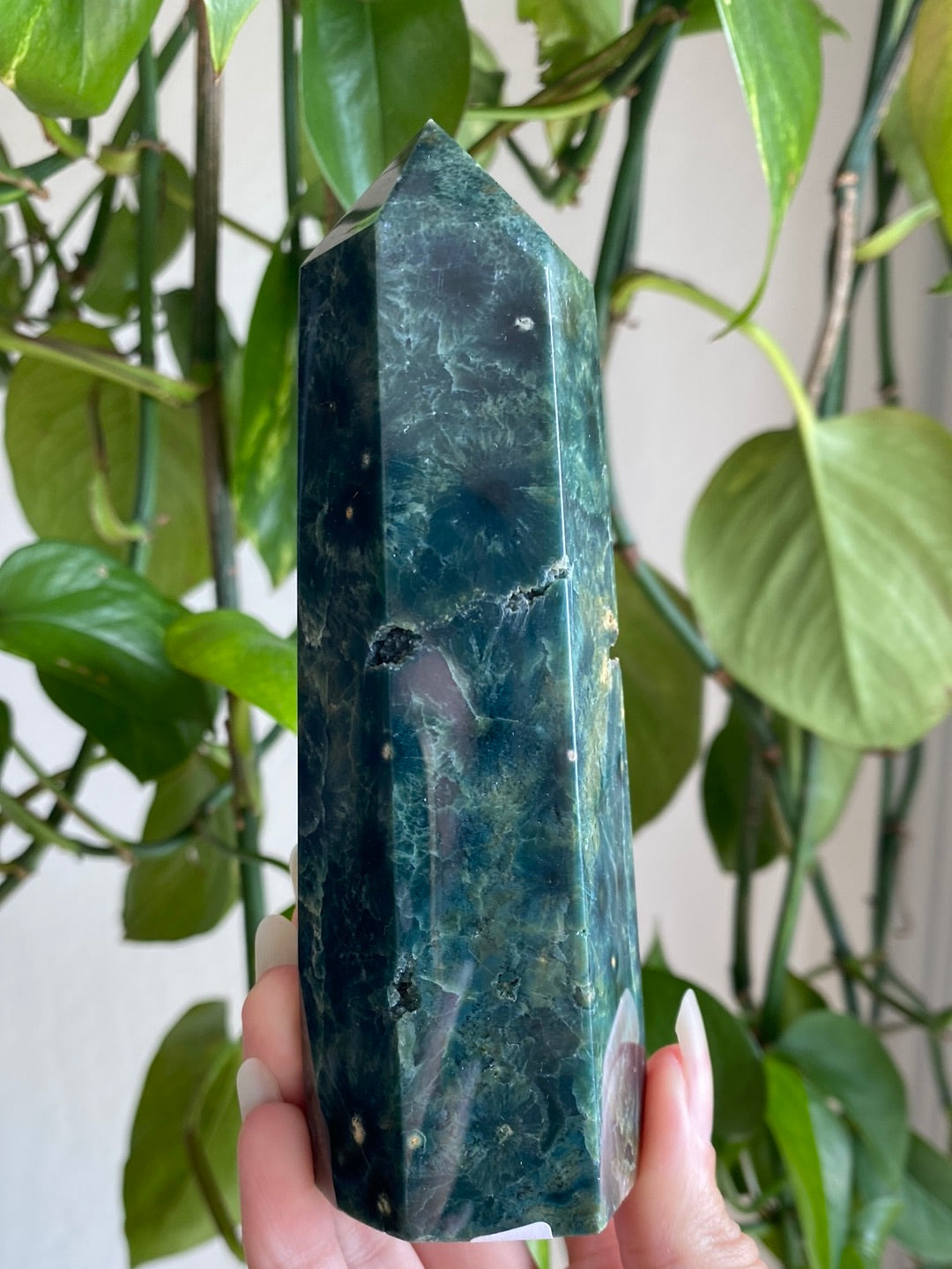 Moody Dark Green Jasper Tower