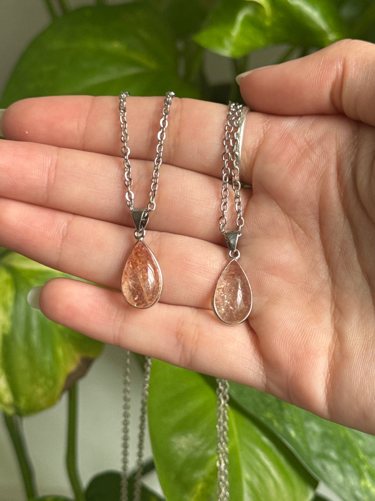 Clear Sunstone Necklace