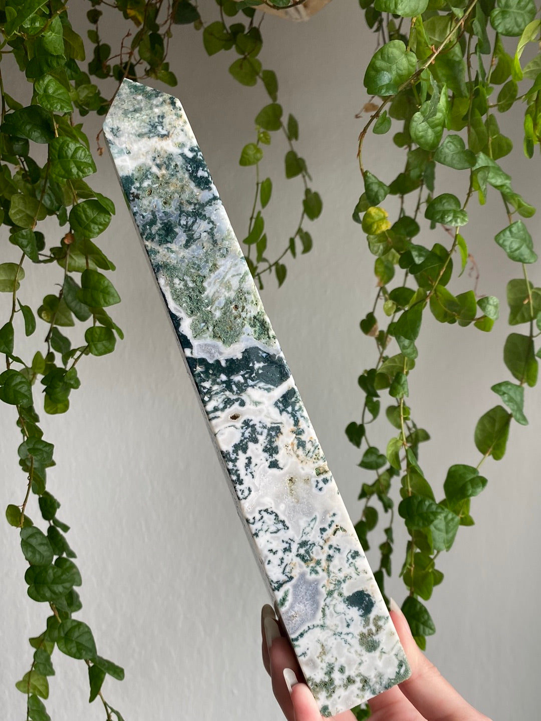 XXL Moss Agate Obelisk (10.5” & 1.8lbs)
