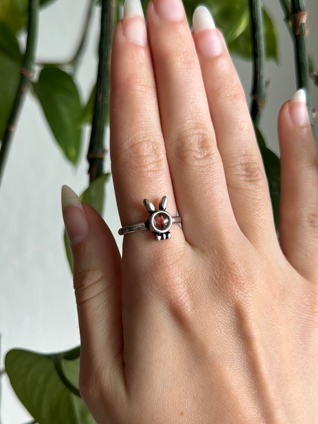 Copper Rutile Bunny Adjustable Ring