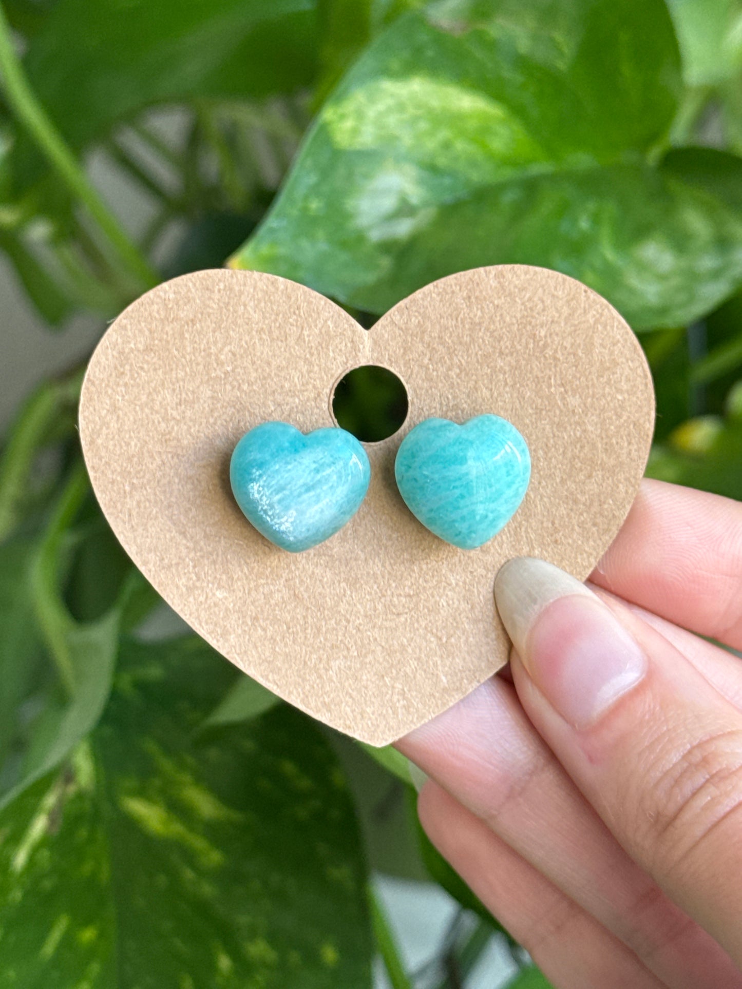 Amazonite Heart Earrings