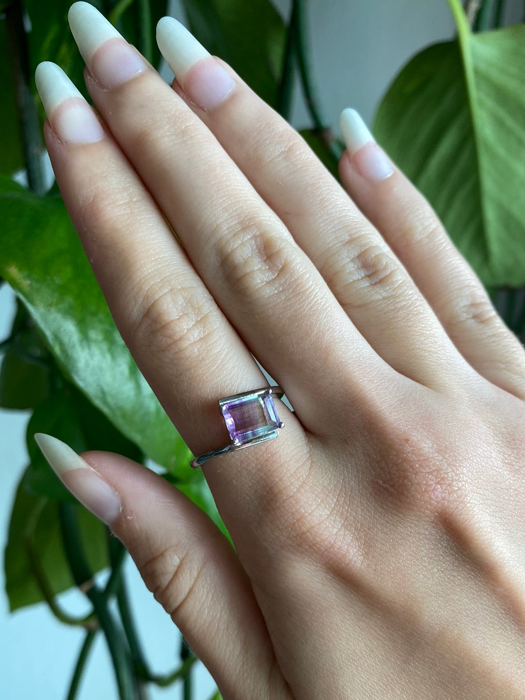 Fluorite 925 Silver Adjustable Ring