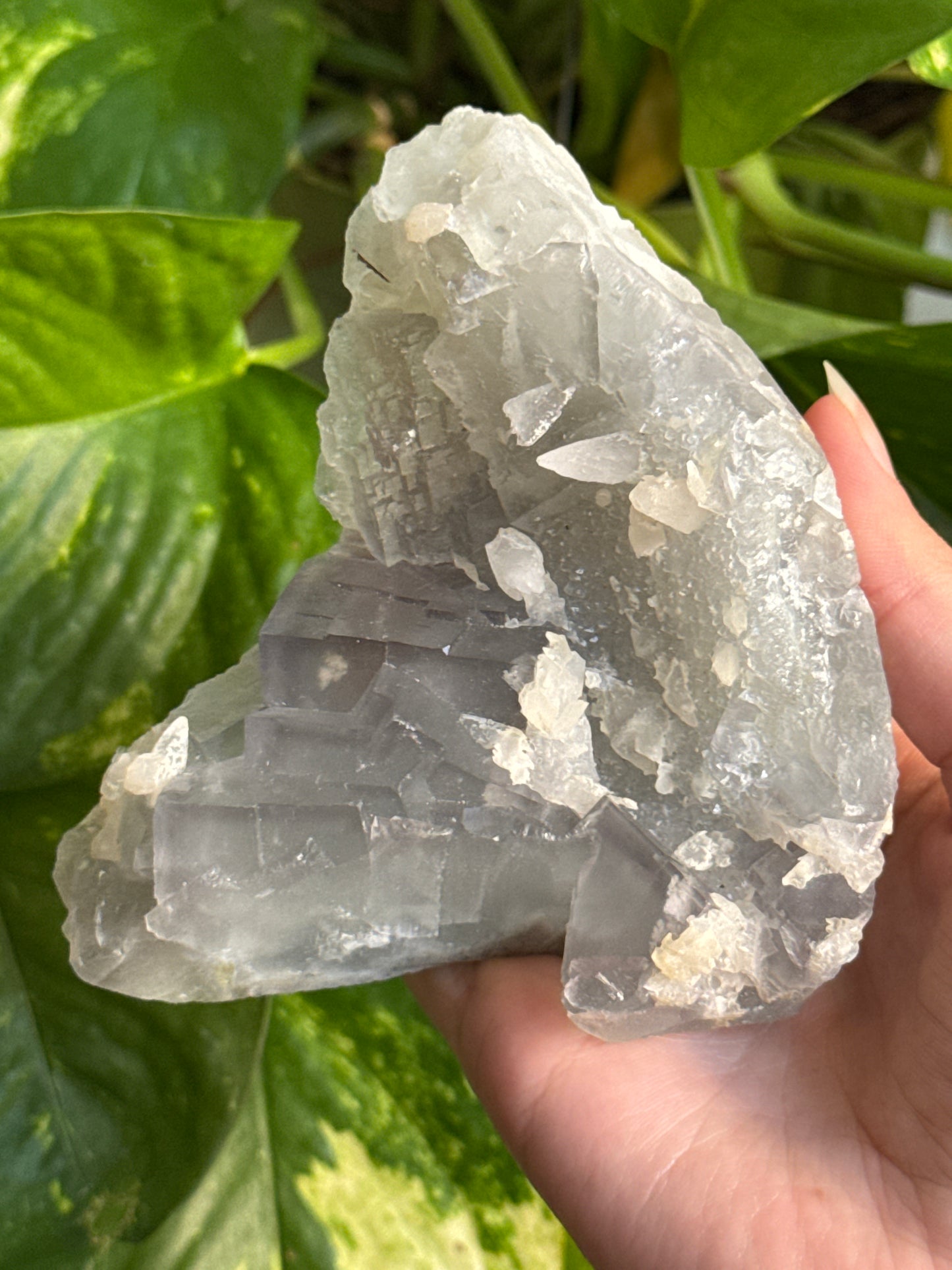 Calcite on Cubic Fluorite Specimen