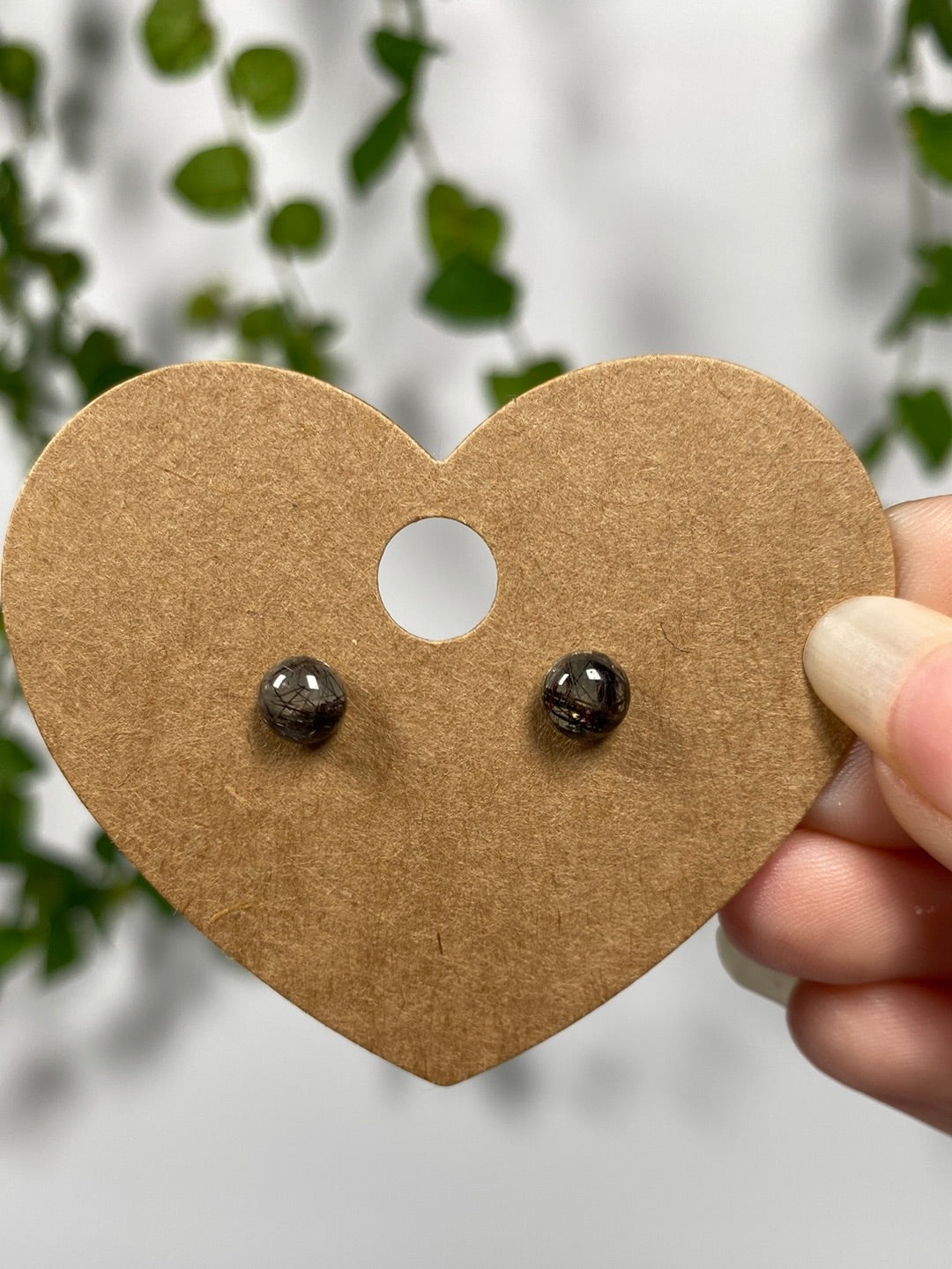 Black Rutile Stud Earrings