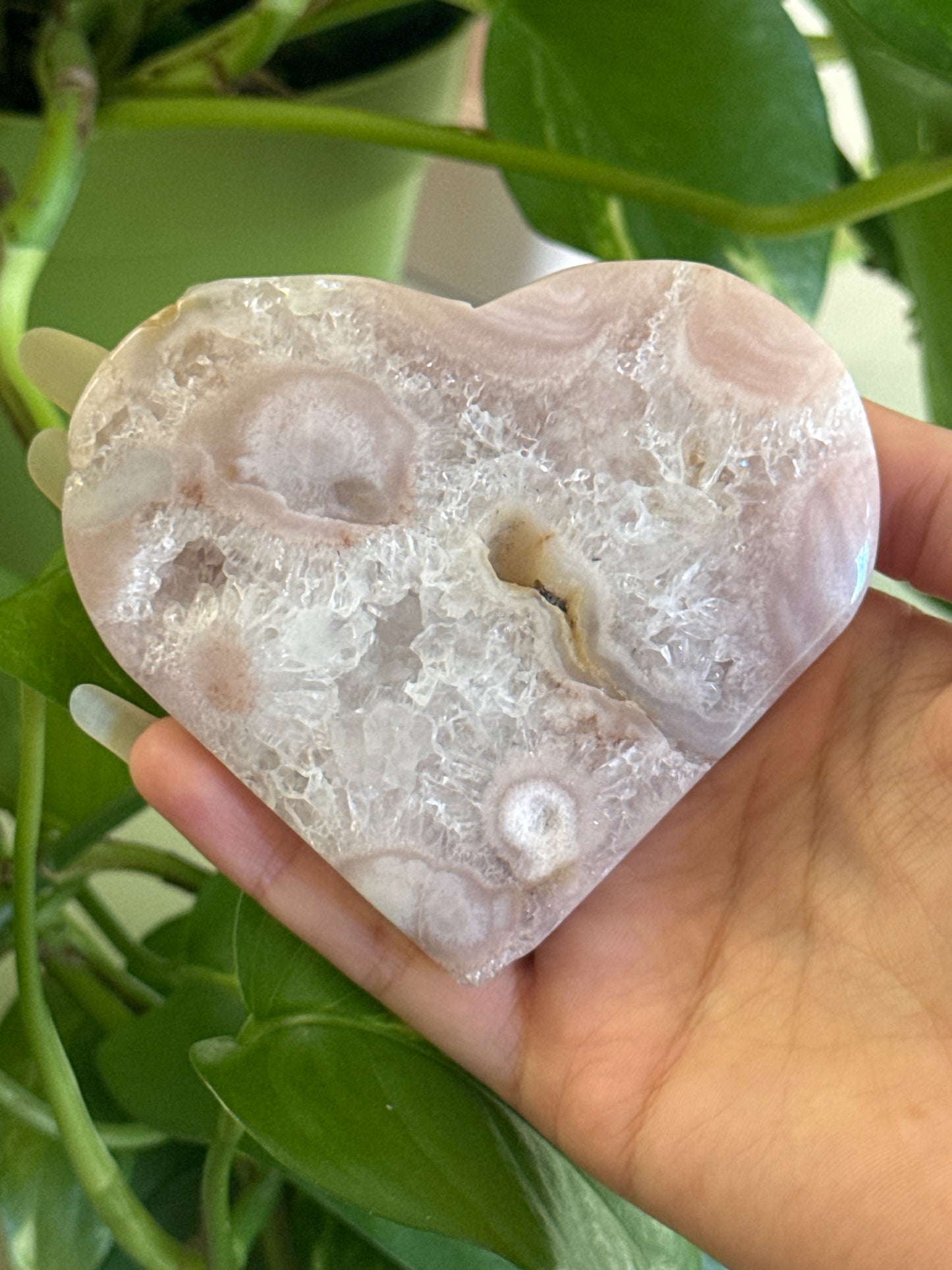 Pastel Pink Amethyst & Quartz Druzy Heart