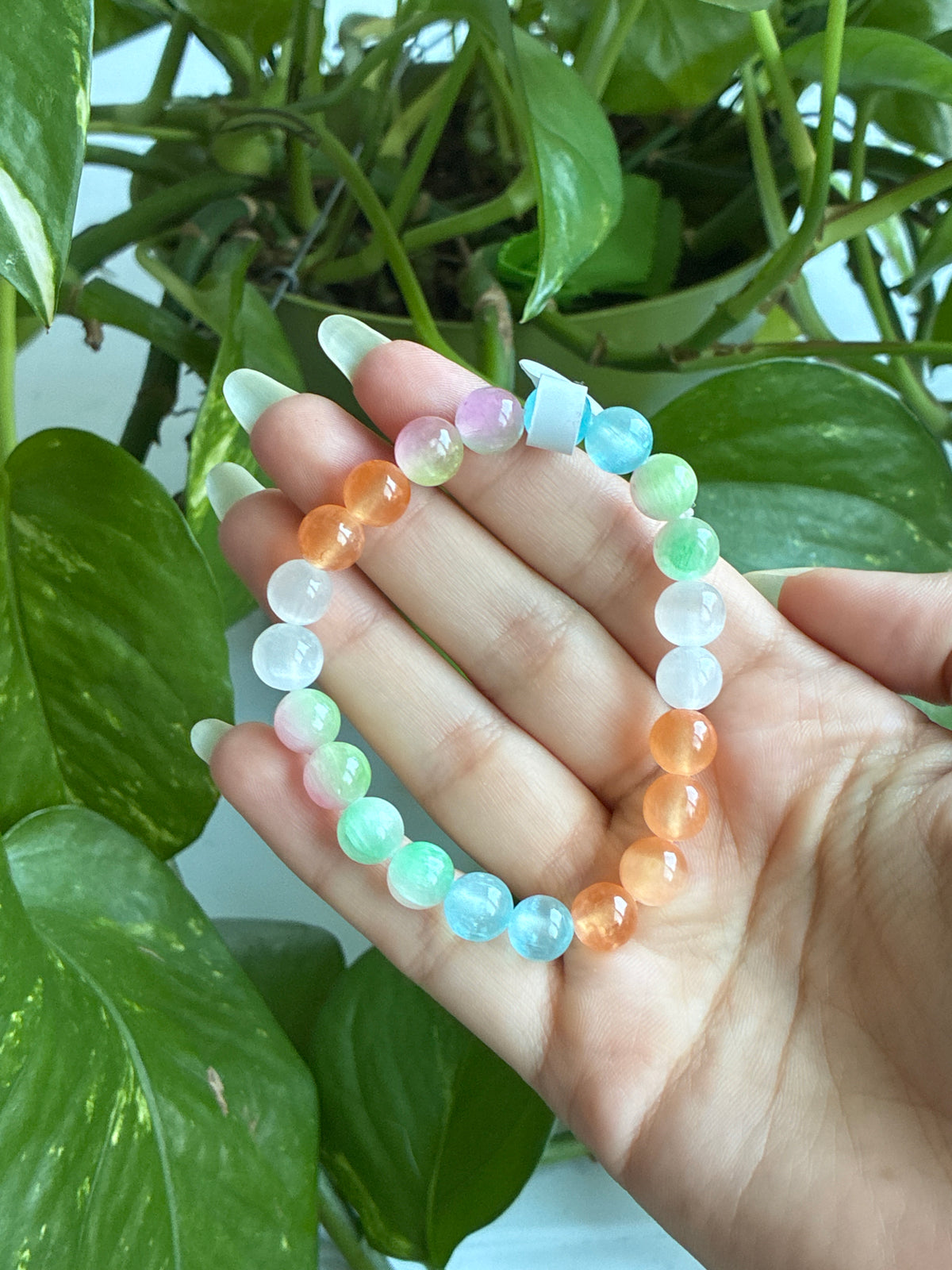 Multi Colored Selenite Bracelet