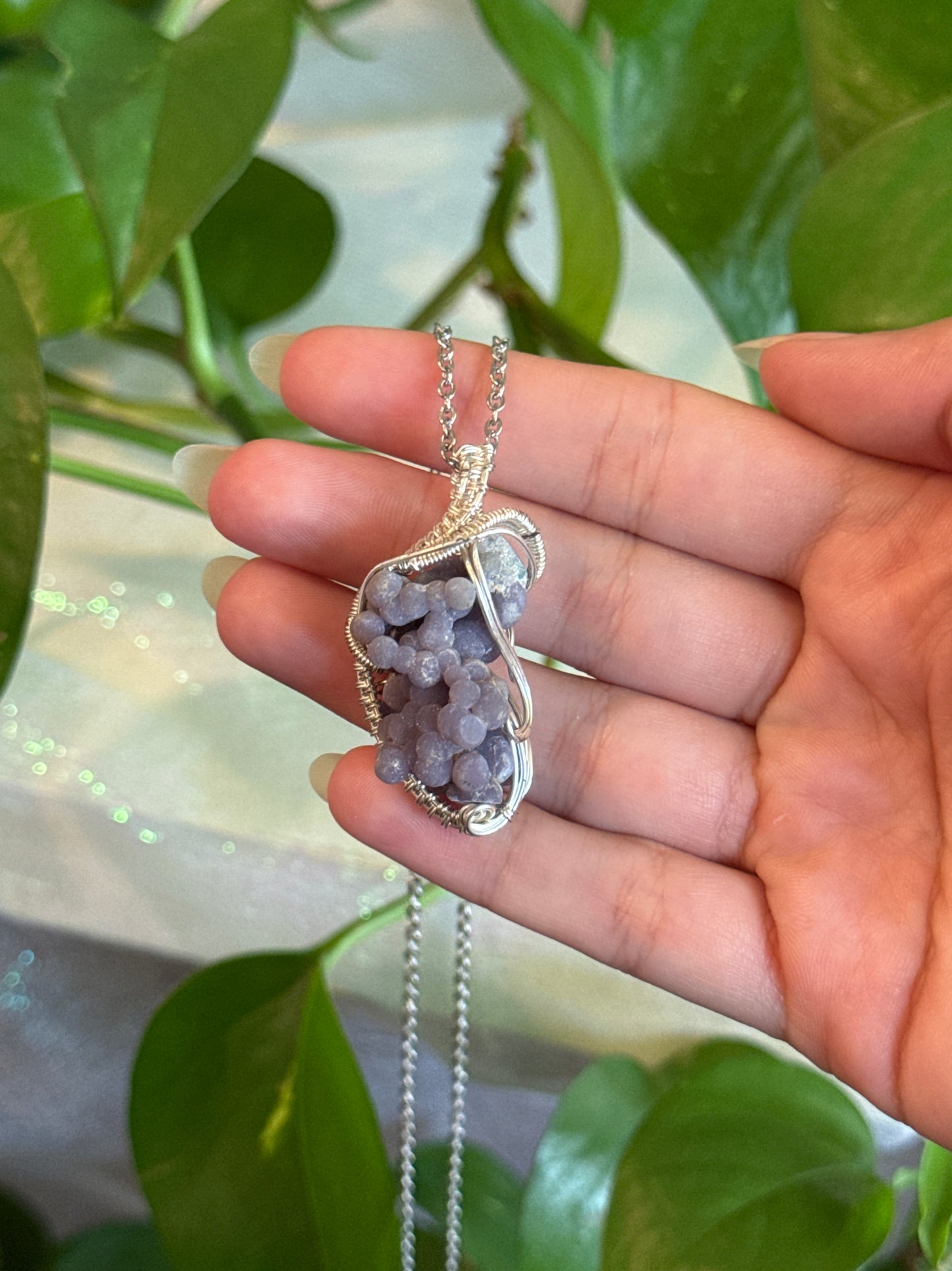 Grape Agate Wire Wrapped Necklace