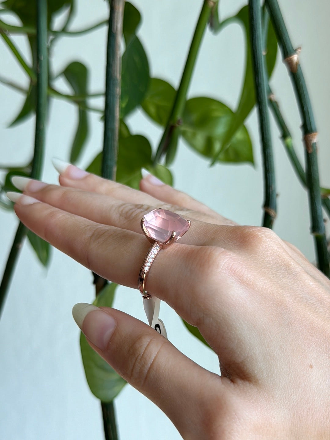 Rose Quartz Rose Gold 925 Silver Adjustable Ring