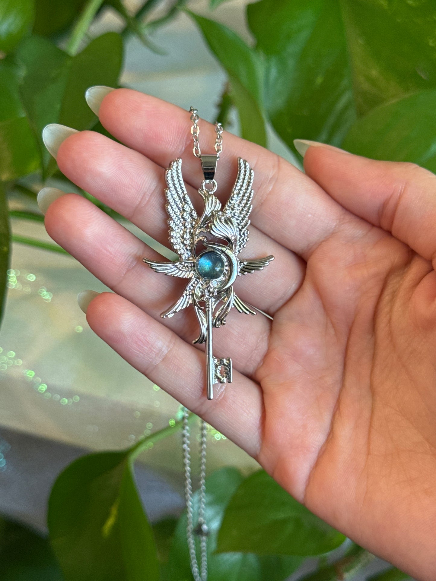 Labradorite Six Wing Key Necklace