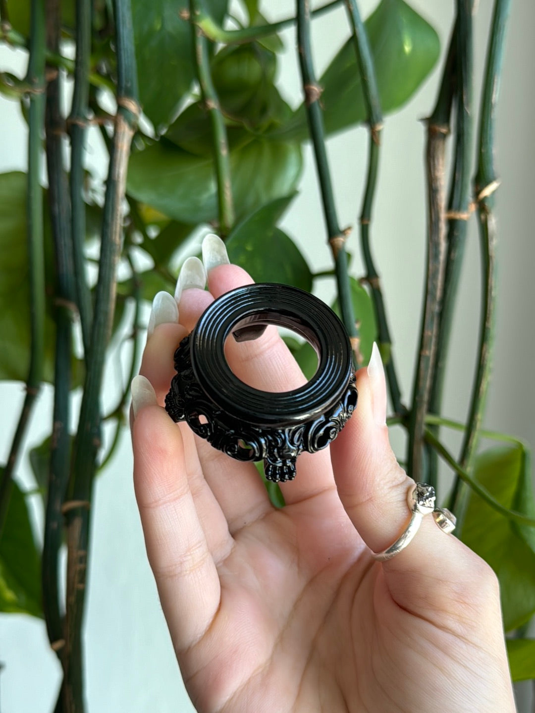 Black Wood Sphere Stand Small