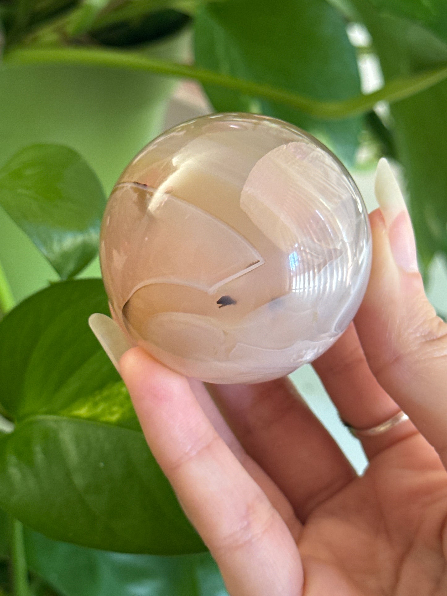 Unqiue Pastel Pink Jelly Agate Sphere