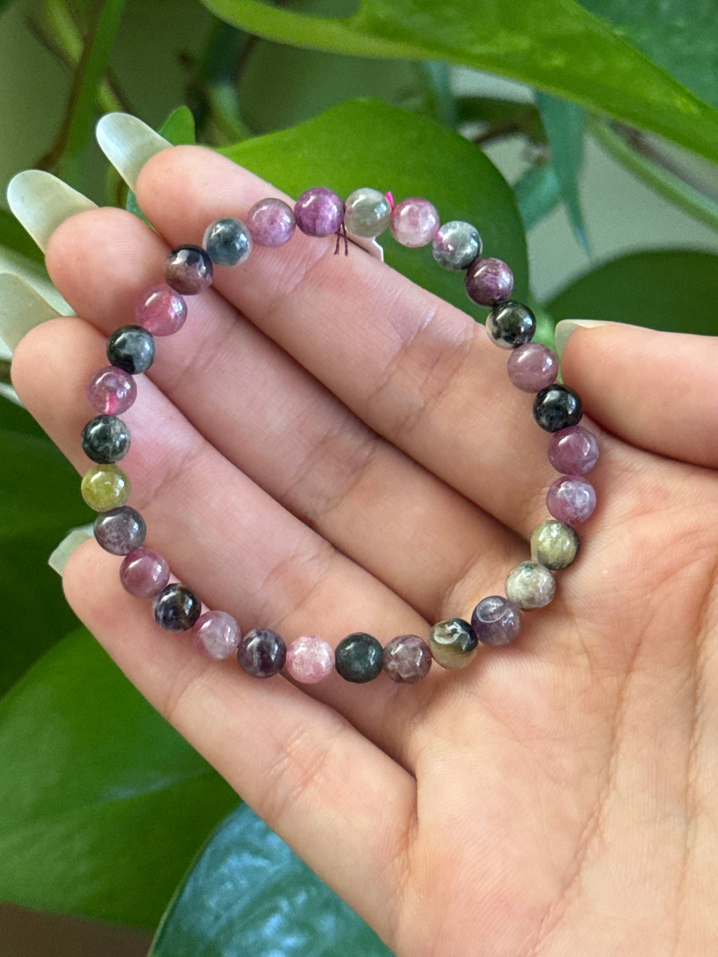 Pink & Green Tourmaline Dainty Bracelet
