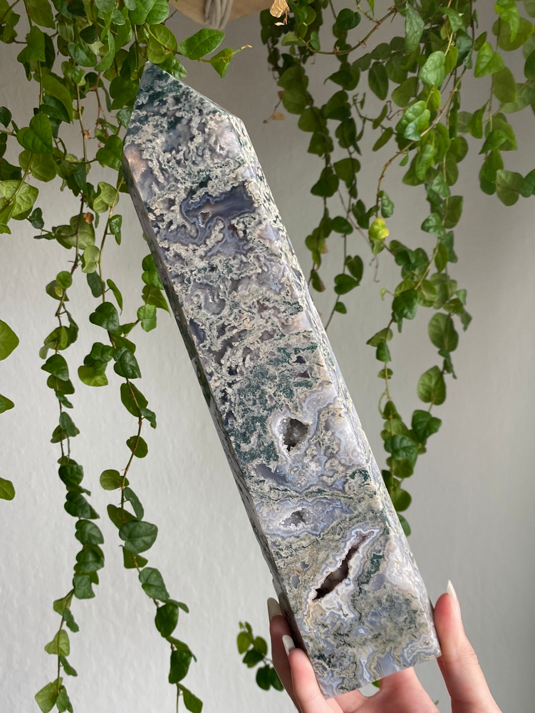XXL Druzy Moss Agate X Amethyst Tower (11.5” & 3.1lbs)