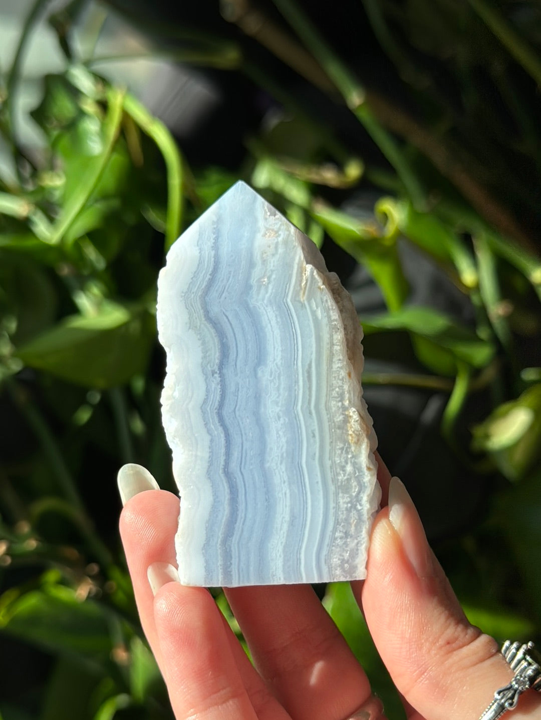 High Grade Half Raw Blue Lace Agate Tower