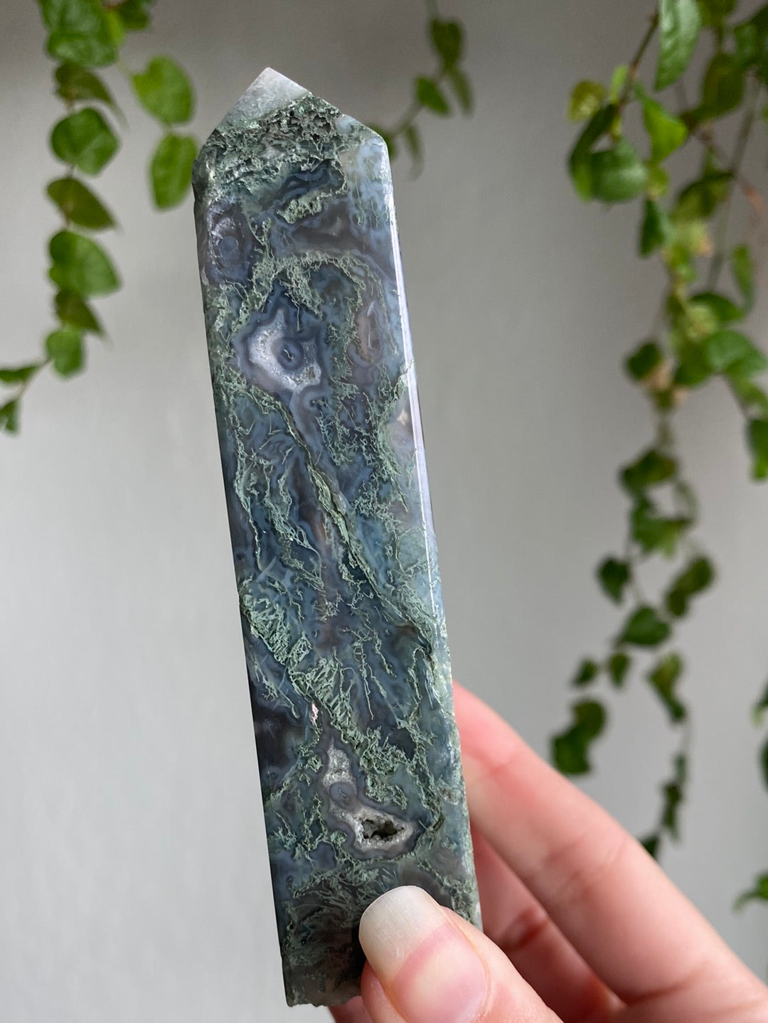 Druzy Moss Agate Tower