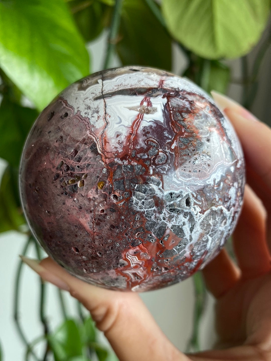 Beautiful Mexican Crazy Lace Agate Sphere With Orbs