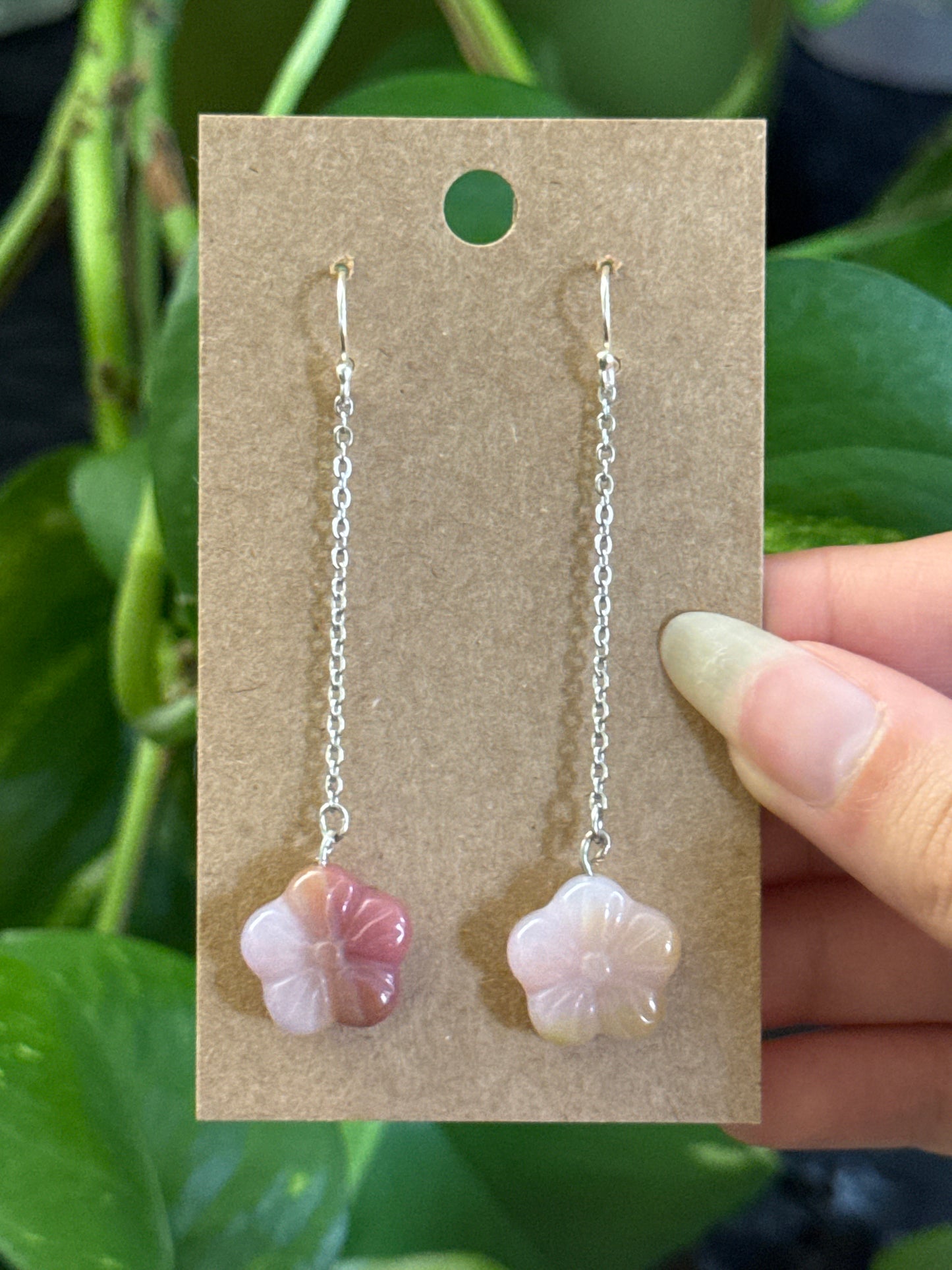 Pastel Pink Candy Agate Earrings