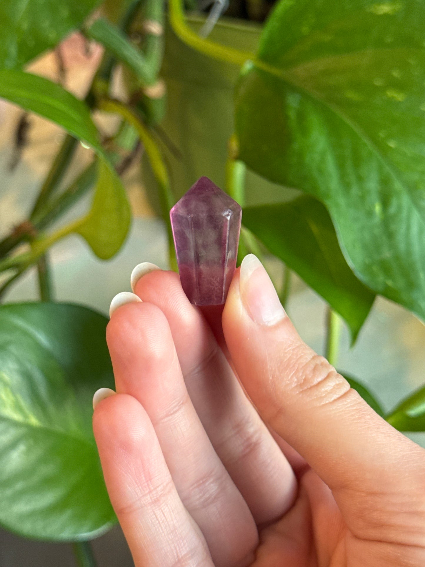Magenta Fluorite Mini Tower Carving