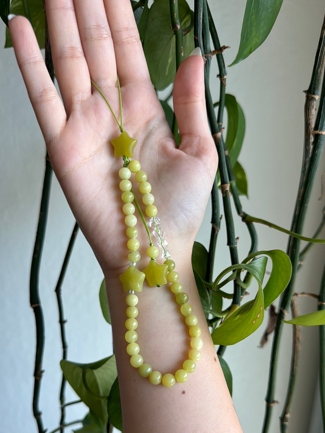 Lemon Chrysophase Star Hanging Charm