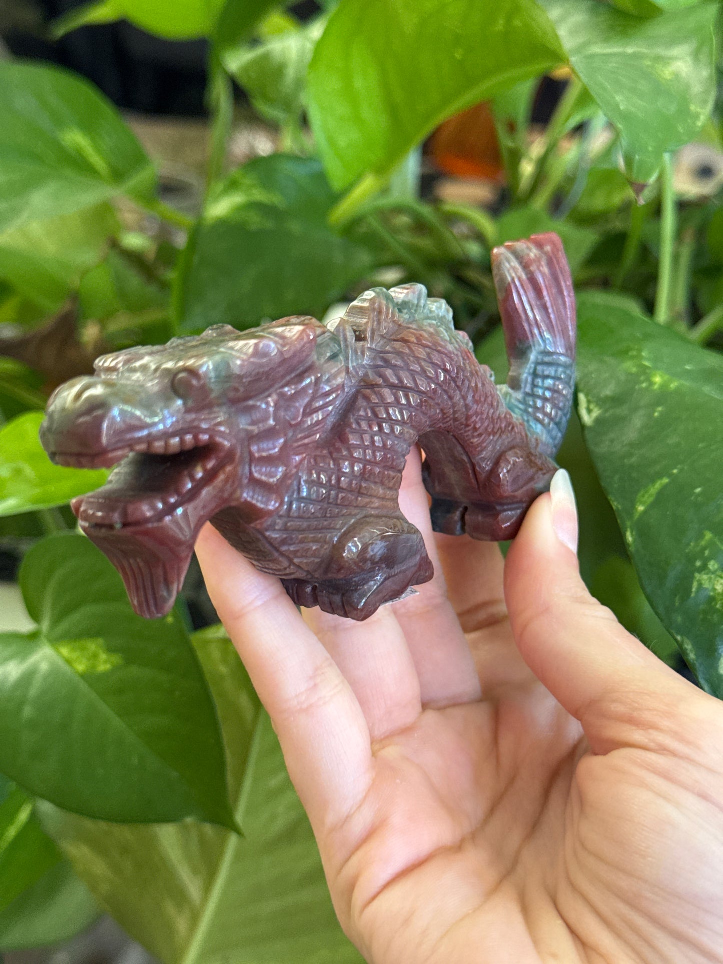 Ocean Jasper Hand Carved Dragon